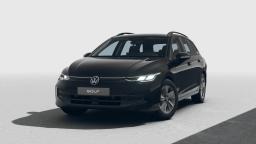 Czarny Volkswagen Golf Variant widziany z przodu i z prawej strony na jasnym tle studio